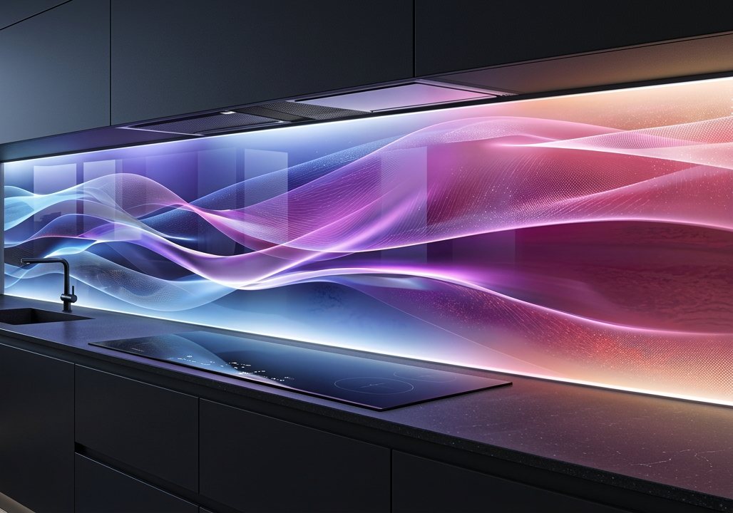 Podświetlany panel szklany Sky Light nad blatem w kuchni