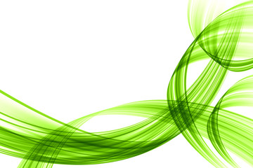 Zielona fala na białym tle