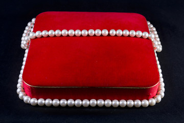 Jewelry box with a pearl necklace