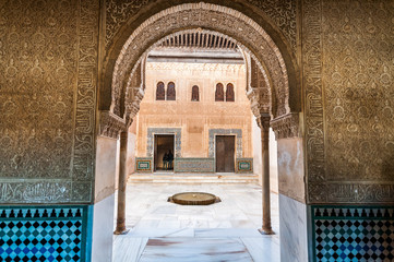 View of Fachada de Comares in Alhambra, Granada.