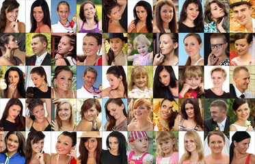 Twarze dużej grupy ludzi.