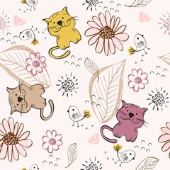 bezszwowy wzór latające kotki 