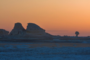 Unusual rock formations in White Desert, Farafra, Egypt