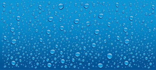 krople wody na niebieskim tle