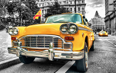 Vintage Yellow Cab na dolnym Manhattanie - Nowy Jork