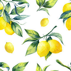 Wzór cytryny bez szwu na białym tle.