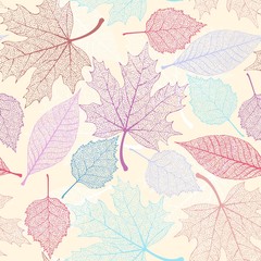Szkielet kolorowych liści. Wzór bezszwowy.
