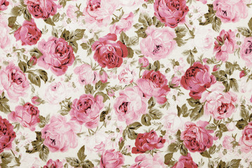 red rose on white fabric background, Fragment of colorful retro