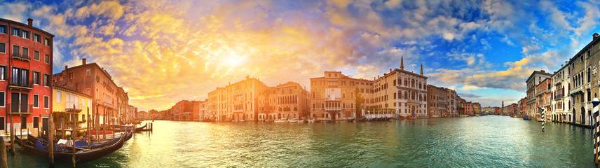 Panorama kanał grande przy zmierzchem, Wenecja, Włochy