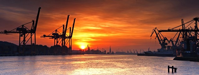 Port Gdynia o poranku.