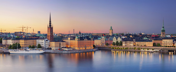 Stockholm.Panoramic wizerunek Sztokholm, Szwecja podczas zmierzchu.