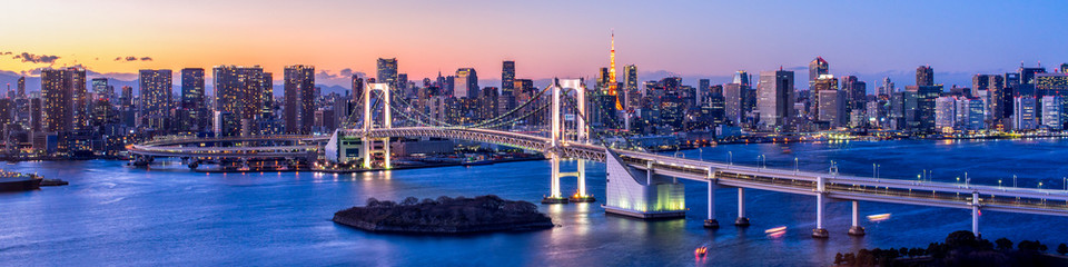 Rainbow Bridge Panorama w Tokio, Japonia