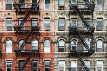 Old Brick Apartment Buildings in Manhattan, New York City