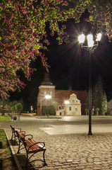 Church of St. John the Baptist in Wloclawek at night.