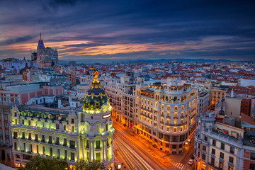 Madrid. Cityscape image of Madrid, Spain during sunset.