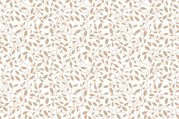Kwiatowy wzór liścia. Brązowe beżowe liście i kiełki. Ilustrowane tło. 