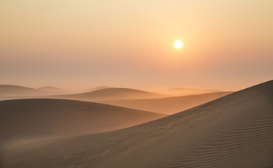 Sunrise in a desert near Dubai