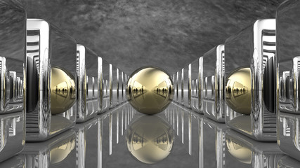 Złota kula z sześcianami