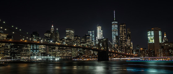 Brooklyn Bridge and New York City at night