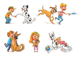 Dziecko ściska jego zwierzęcia domowego