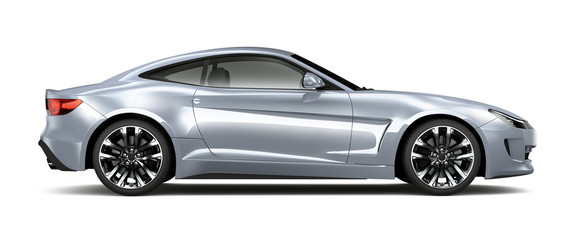 Srebrny samochód coupe - widok z boku