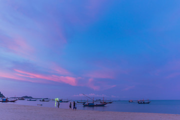 Beautiful tropical beach landscape in sunset