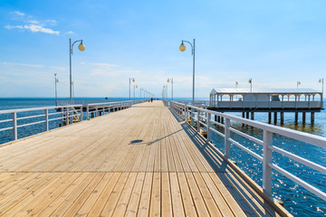 View of Jurata pier in sunny summer day, Baltic Sea, Poland