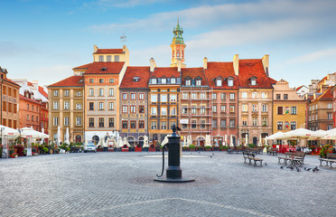 Warsaw, Poland - 21 August, 2016:Rynek main square in Old Town i