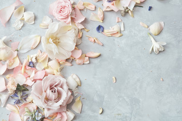 Skład kwiaty na szarym tle
