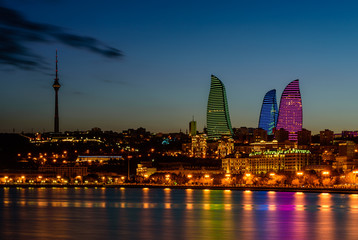 Nocny widok Baku, Azerbejdżan