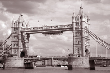 Tower Bridge in sepia tone, London