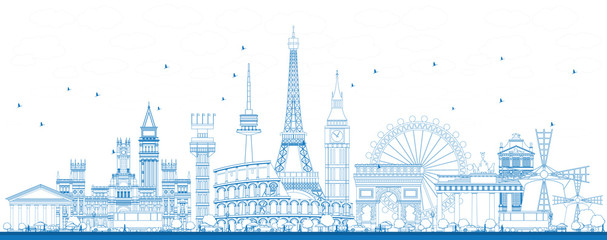 Zarys słynne zabytki w Europie.