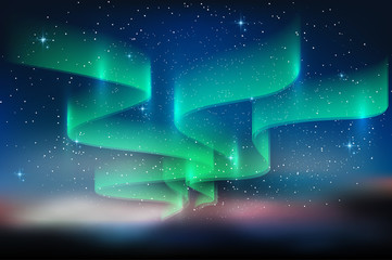Zorzy niebieskie niebo i mnóstwo gwiazda w formie milky sposób, astronomii tło, Wektorowa ilustracja