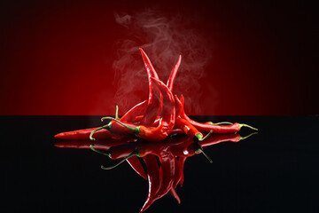 Wiązki czerwonej papryczki chili