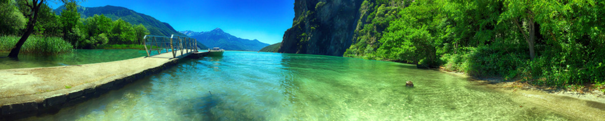 Molo nad jeziorem Panel Szklany do łazienki