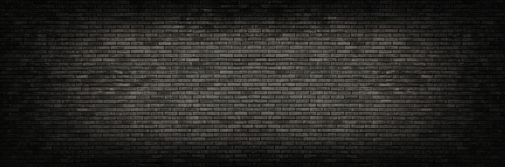Czarne ceglane ściany panoramiczne tło.