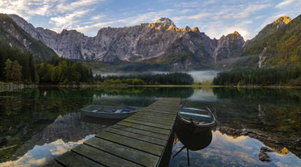Mountain lake in the Julian Alps in Italy