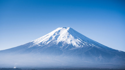 close up peak of fuji mountain with beautiful clear sky