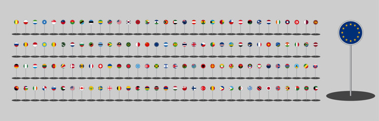 WORLD FLAG vector collection 132 circle icon points 