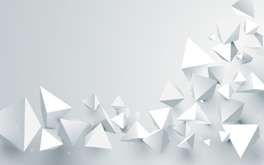 Abstrakcjonistyczni biali 3d ostrosłupy chaotyczny tło. Ilustracji wektorowych