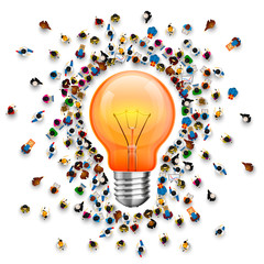 Ludzie wokoło lamy na białym tle. Ilustracji wektorowych