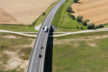 aerial view of the road near Otmuchow town