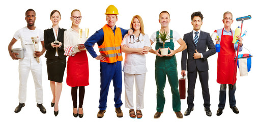 Grupa z wieloma zawodami jako reklama w pośrednictwie pracy