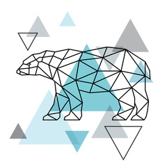 Geometryczna sylwetka niedźwiedzia polarnego. Skandynawski styl. Ilustracji wektorowych.