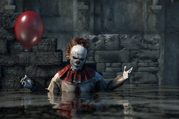 3D ilustracja straszny błazenu Halloween tło