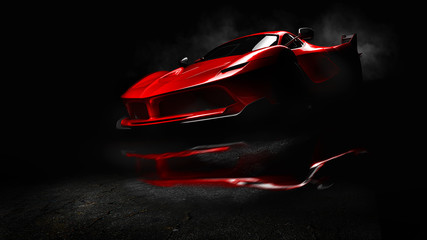 Czerwony samochód sportowy.