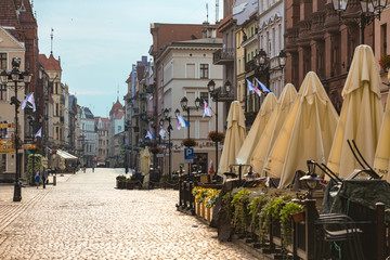 view of the street old Polish town of Torun
