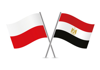 Poland and Egypt flags. Vector illustration.