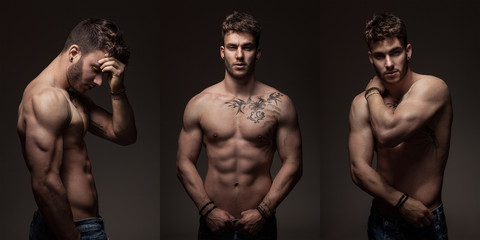 Męski model do torse nu w studio