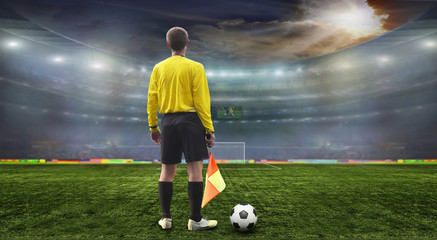 Piłka na boisku stadionu